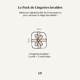 Lot de 4 Lingettes Lavables - Fougère Vert Pin