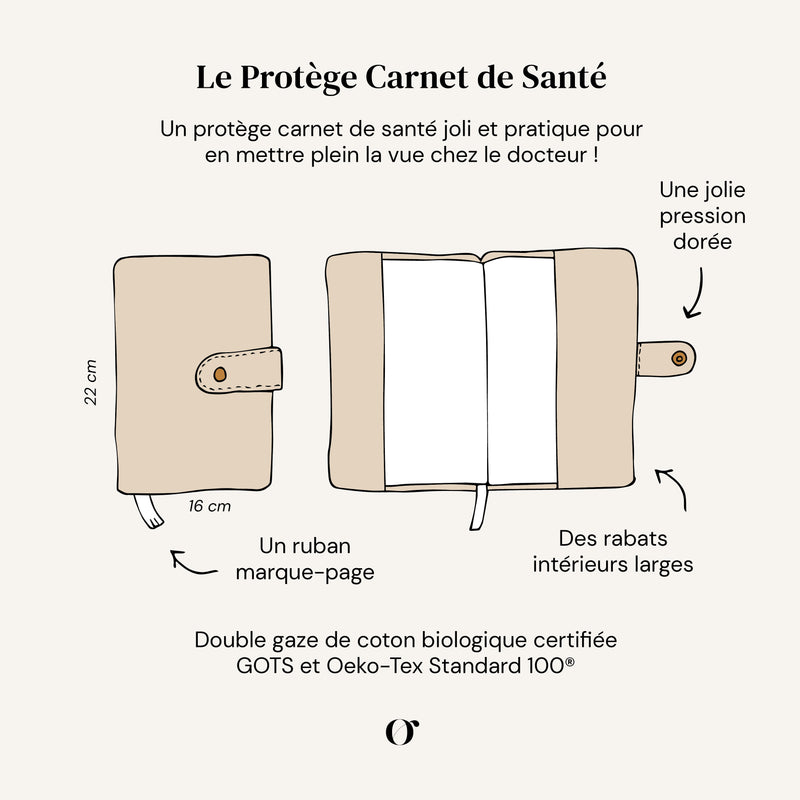 Protège carnet de santé en tissu 'adorables animaux', housse