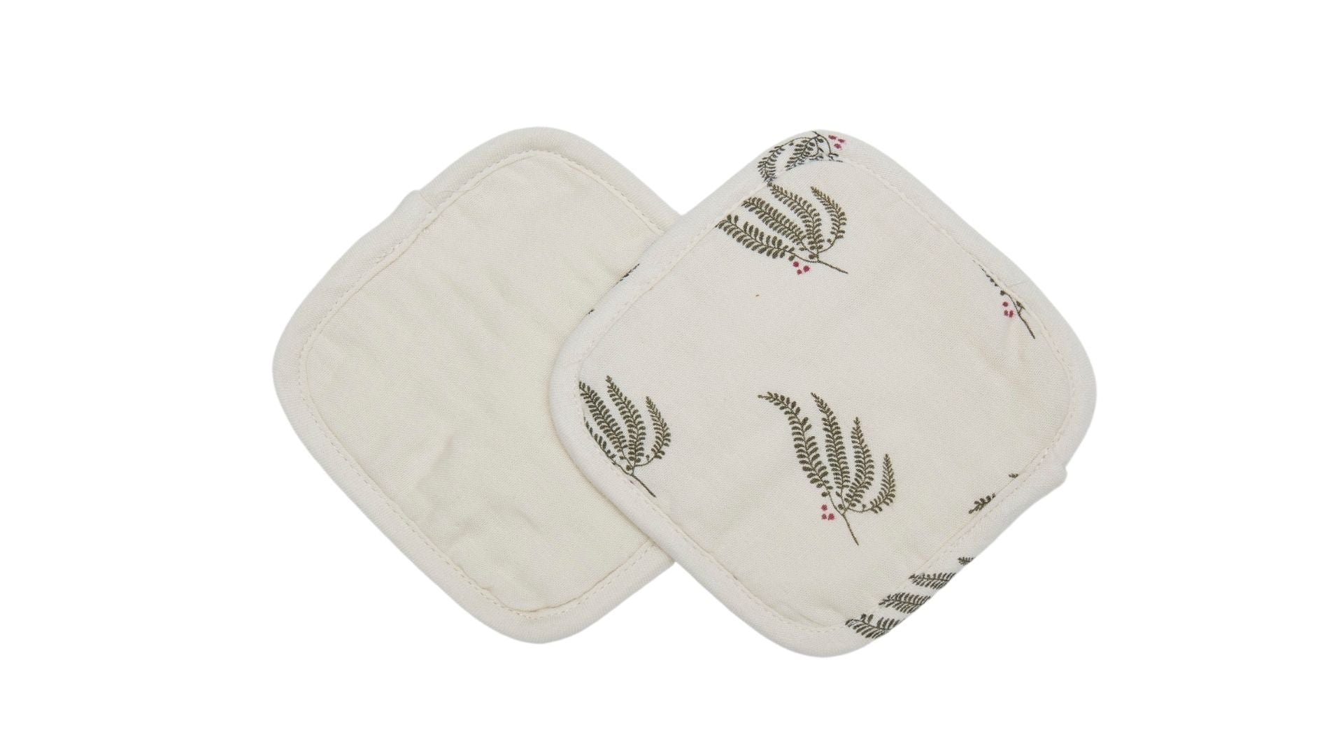 Lot de 4 Lingettes Lavables - Fougère Vert Pin