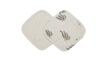 Lot de 4 Lingettes Lavables - Fougère Vert Pin