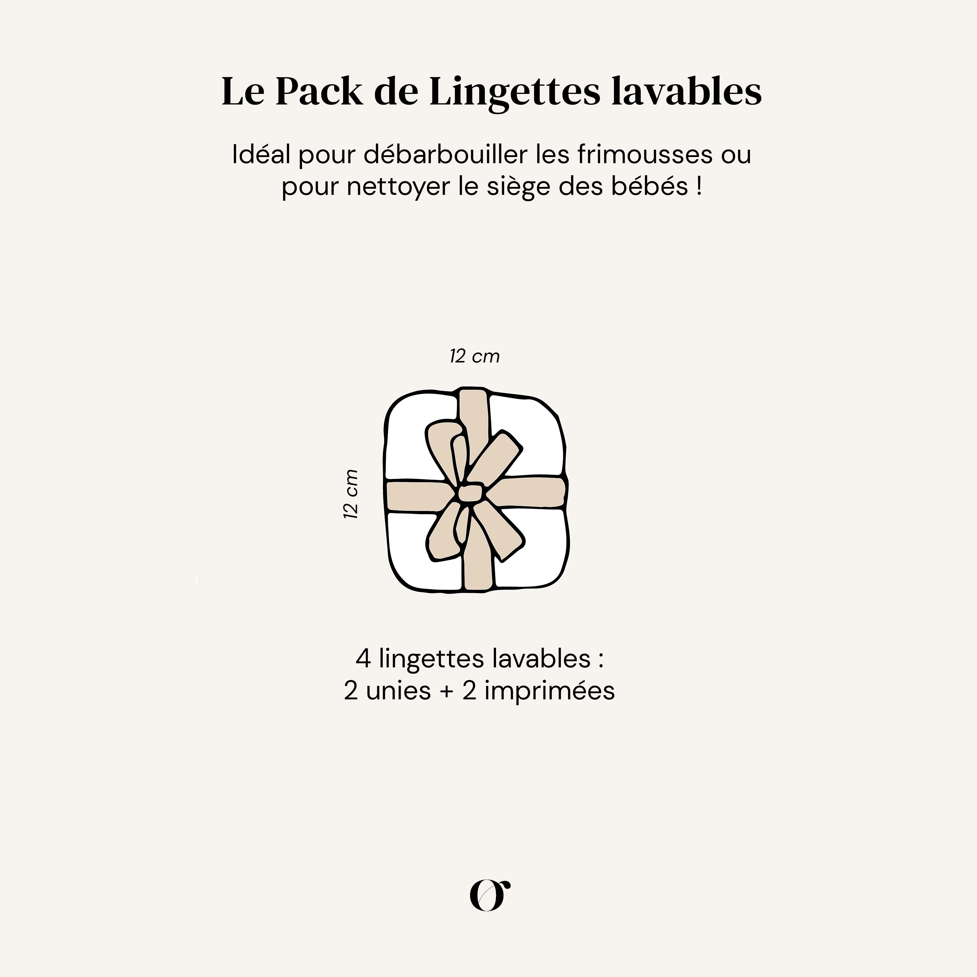 Lot de 4 Lingettes Lavables - Fougère Vert Pin