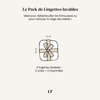 Lot de 4 Lingettes Lavables - Bruyère Bois de Rose
